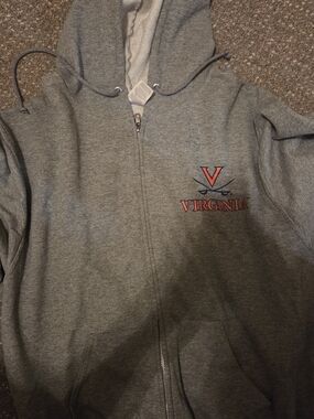 Hanes Gray Zip-Up Hoodie with Virginia Logo